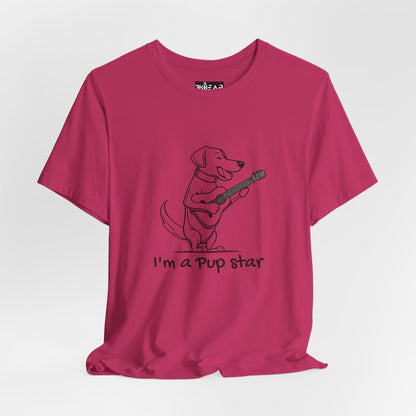 Dog With a Guitar. I'm a Pup Star. Unisex Jersey Short Sleeve Tee
