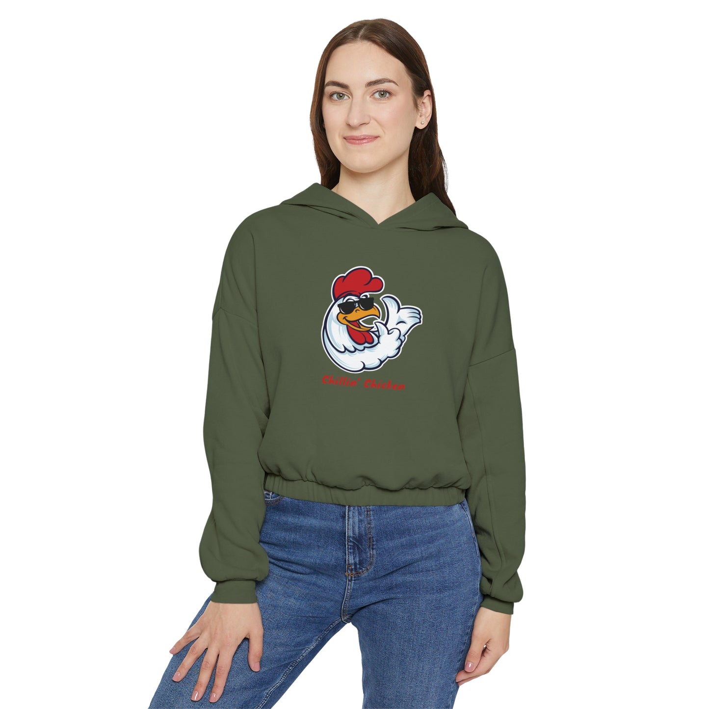 Chillin Chicken. Women's Cinched Bottom Hoodie