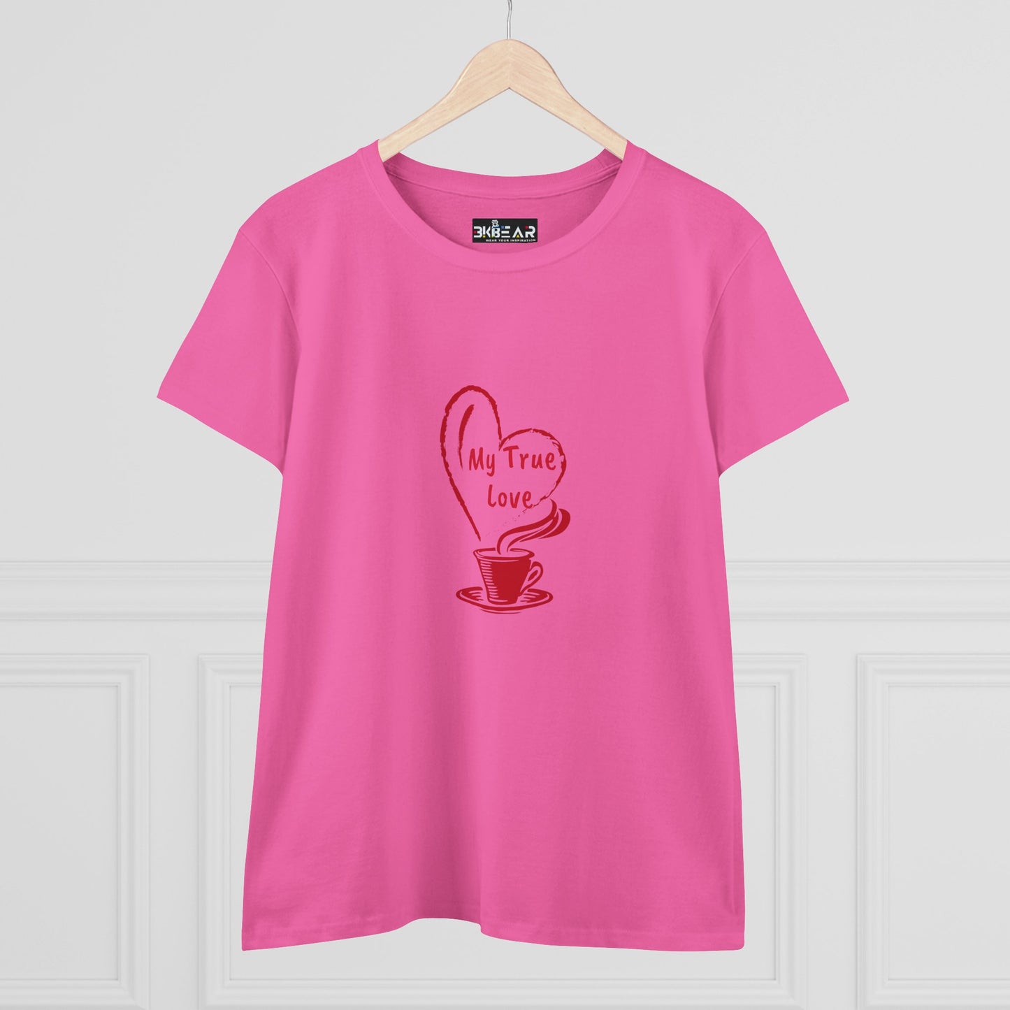 I Heart Coffee. Red. Women's Midweight Cotton Tee