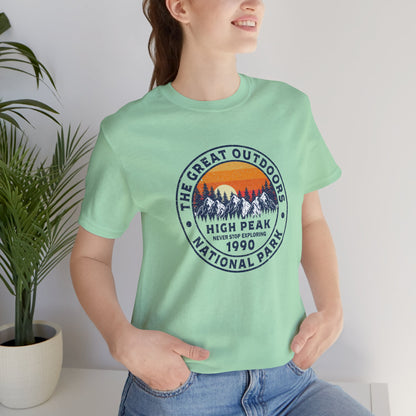 Never Stop Exploring. High Peak National Park. Unisex Jersey Short Sleeve Tee