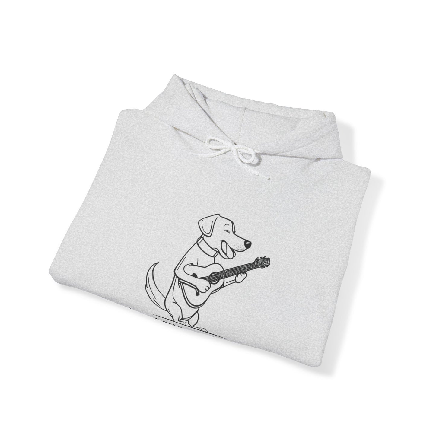 Dog With Guitar. Live, Love and Laugh. Unisex Hooded Sweatshirt.