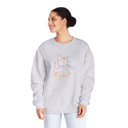 Meow. Cat with purrty color outlines. Unisex NuBlend® Crewneck Sweatshirt