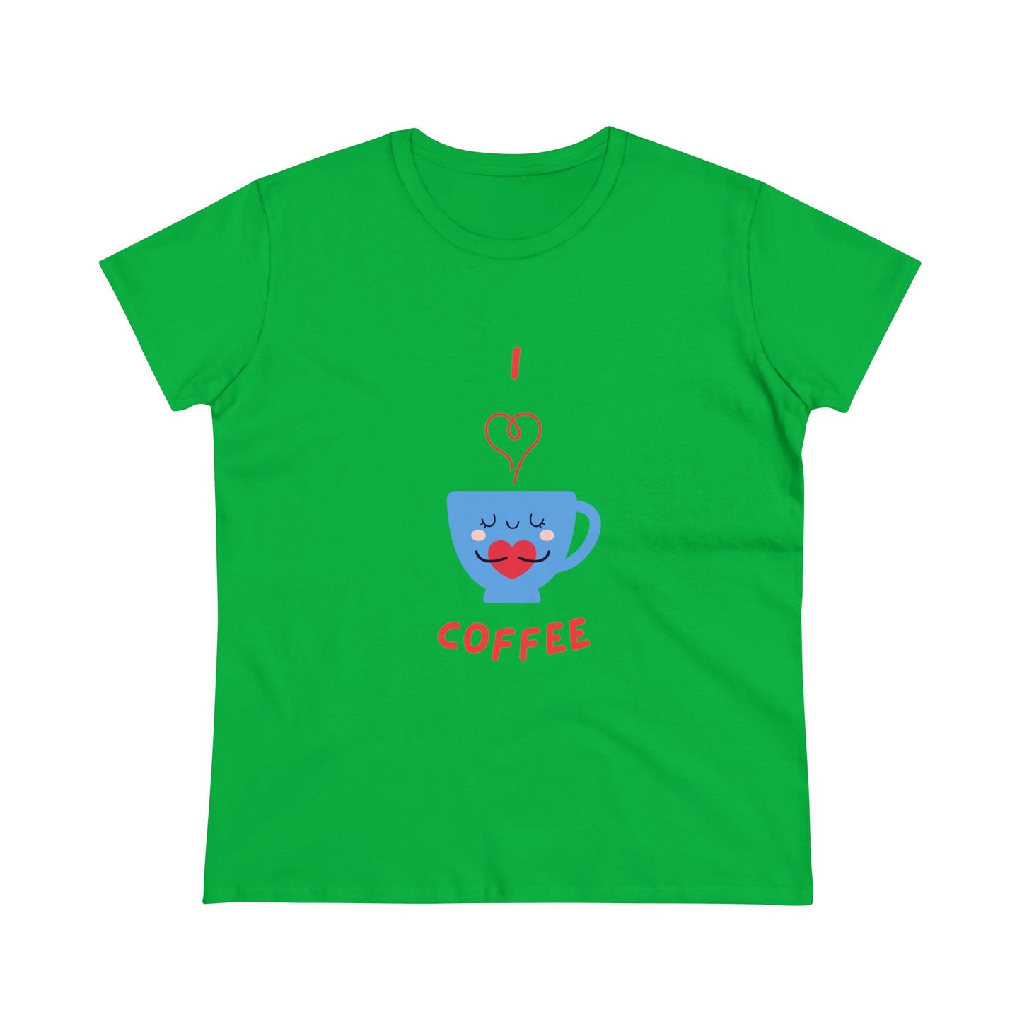 I Love Coffee Heart Cup. Women's Midweight Cotton Tee