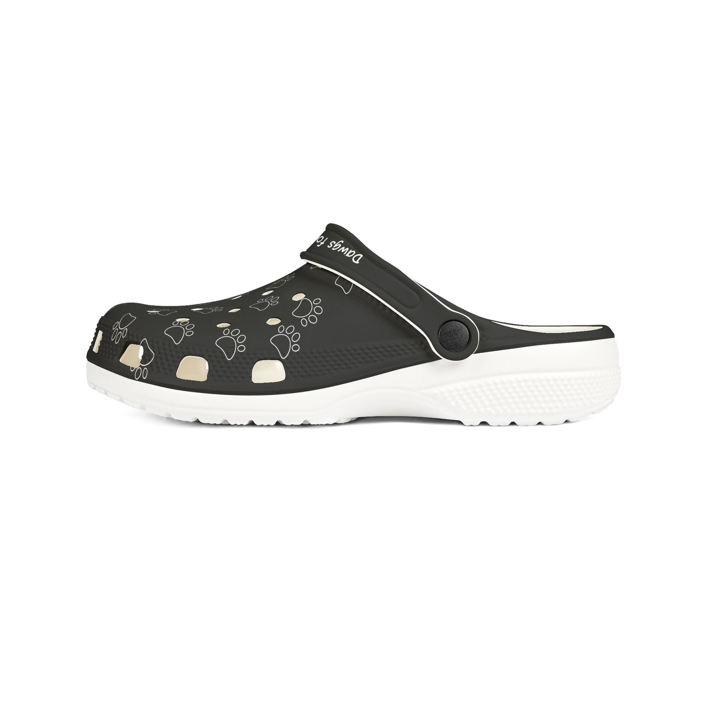 Black Paw Print Rubber Clogs For Men- Dawgs  for a Cause