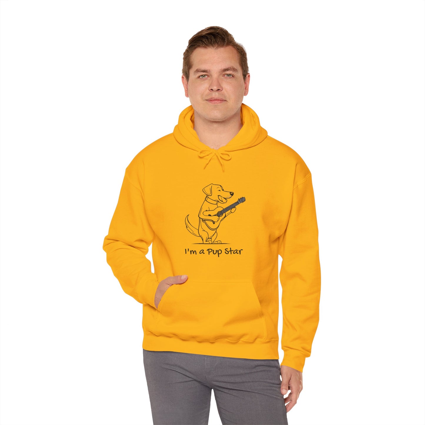 Dog With a Guitar. I'm a Pup Star. Unisex Hooded Sweatshirt.