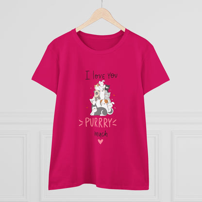 Adorable Animals that Love You Purry Much. Women's Midweight Cotton Tee