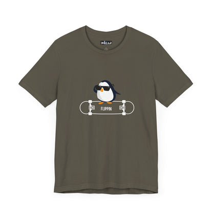 Adélie The Flippin Penguin. Unisex Jersey Short Sleeve Tee