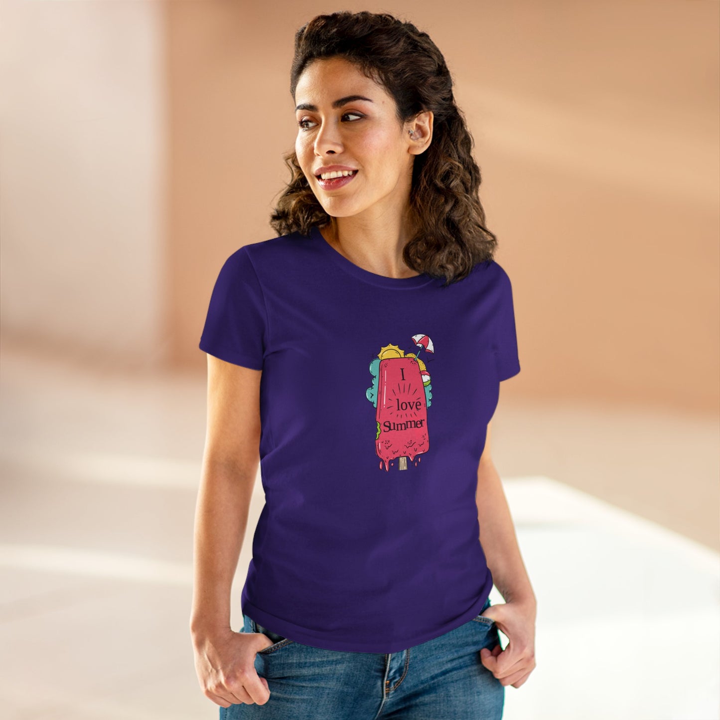 I Love Summer. Women's Midweight Cotton Tee