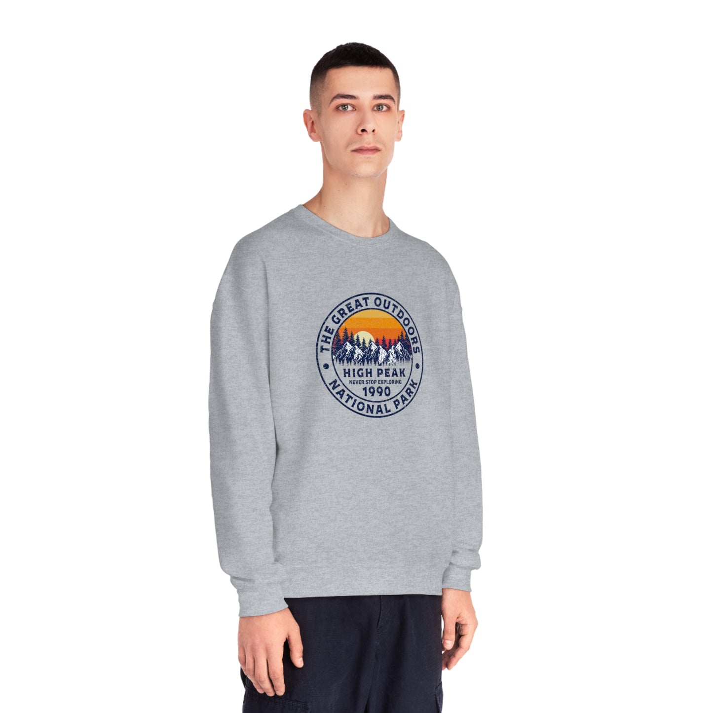 Never Stop Exploring. High Peak National Park. Unisex NuBlend® Crewneck Sweatshirt