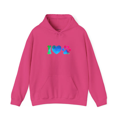 I Heart Paws. Unisex Hooded Sweatshirt.