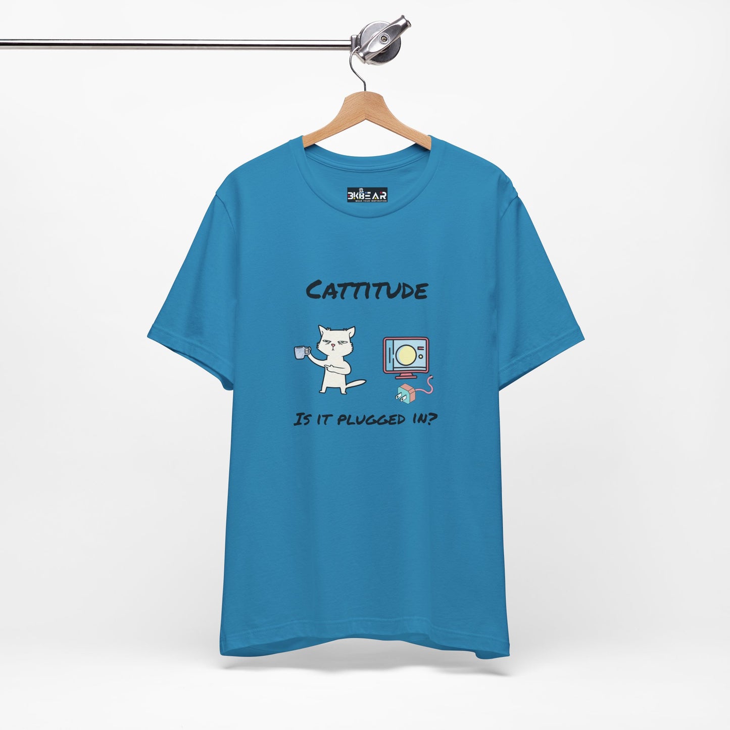 Cattitude, Is it plugged In, Unisex Jersey Short Sleeve Tee