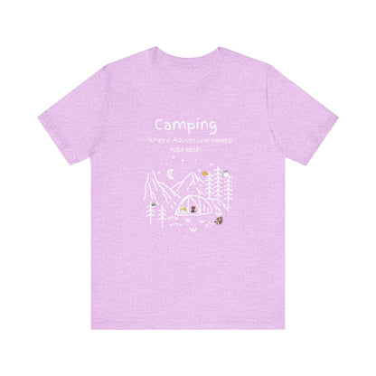 Camping. Where Adventure Meets Adorable.  Unisex Short Sleeve Tee