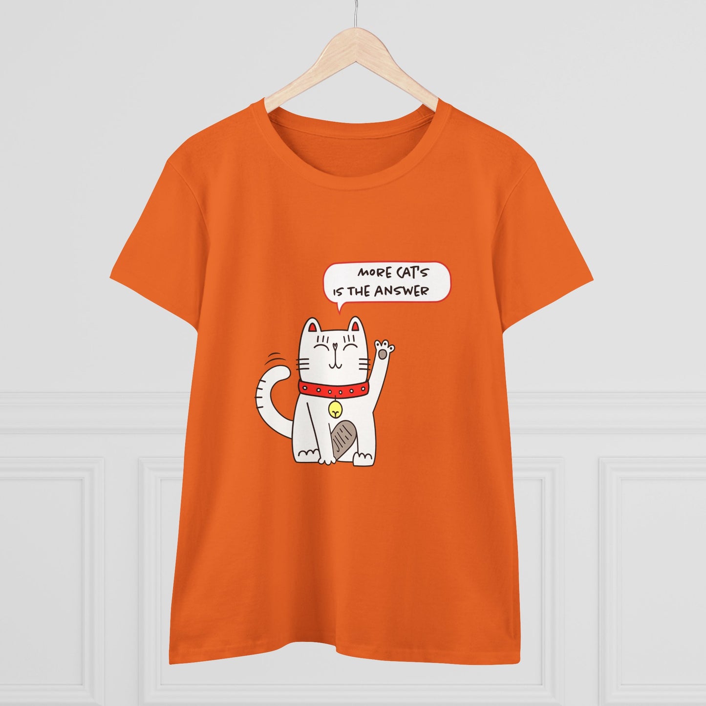 Oliver Says More Cats Is The Answer. Women's Midweight Cotton Tee