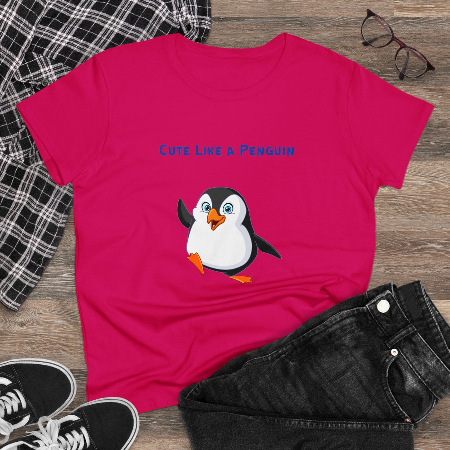 Cute Like a Penguin. Women's Midweight Cotton Tee
