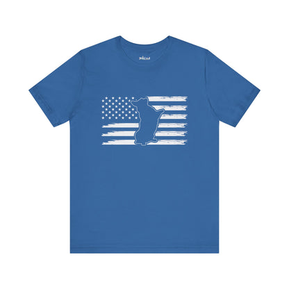 Charlie The American Flag Dog.  Unisex Jersey Short Sleeve Tee