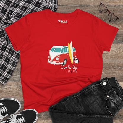 Surfs Up Dude. Women's Midweight Cotton Tee