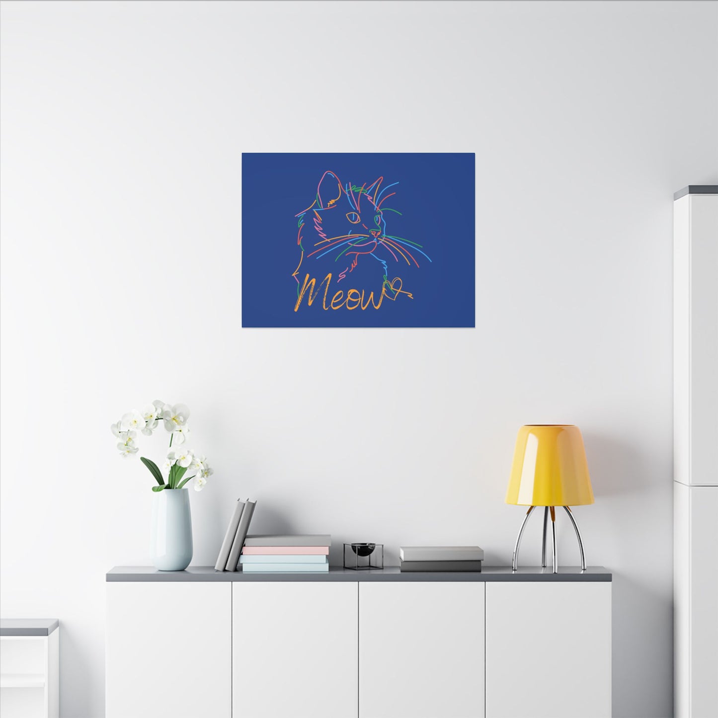 Meow. Cat with Purrty Color Outlines. Canvas Gallery Wraps