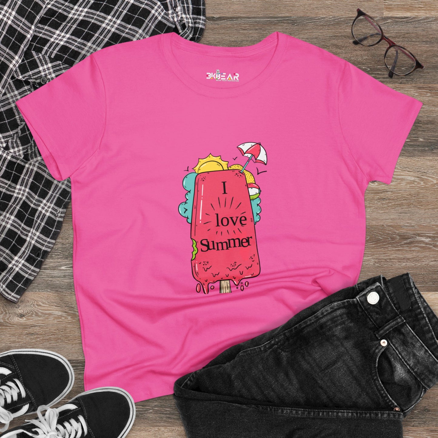 I Love Summer. Women's Midweight Cotton Tee