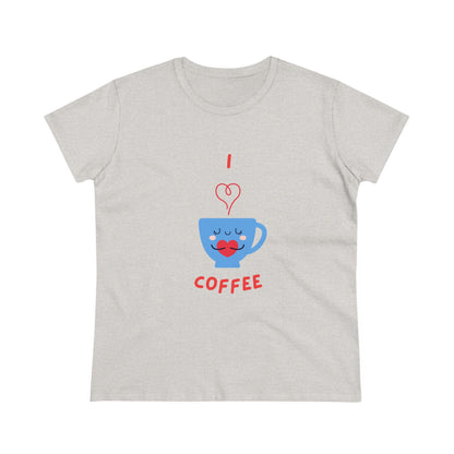 I Love Coffee Heart Cup. Women's Midweight Cotton Tee