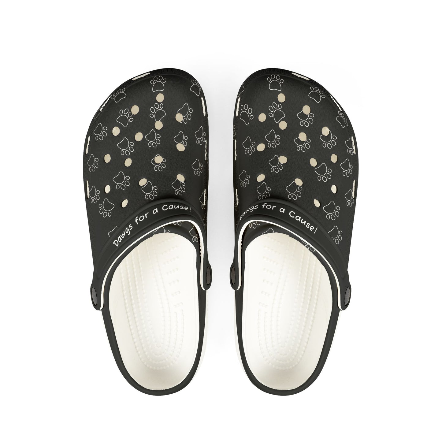 Black Paw Print Rubber Clogs For Men- Dawgs  for a Cause