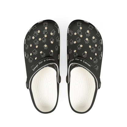 Black Paw Print Rubber Clogs For Men- Dawgs  for a Cause