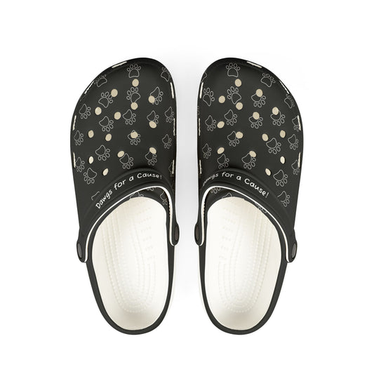 Black Paw Print Rubber Clogs For Men- Dawgs  for a Cause