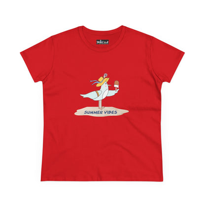 Regal Seagull Summer Vibes. Women's Midweight Cotton Tee