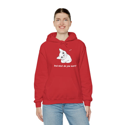 Vexing Cat Wondering What You Want.  Unisex Hooded Sweatshirt.