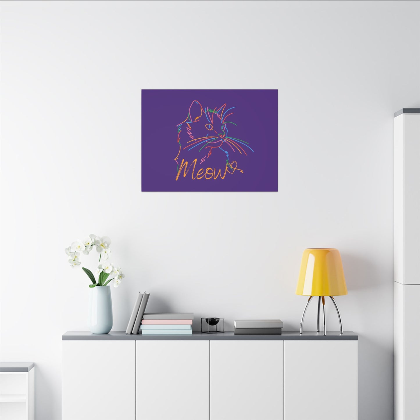 Copy of Meow. Cat with Purrty Color Outlines. Canvas Gallery Wraps