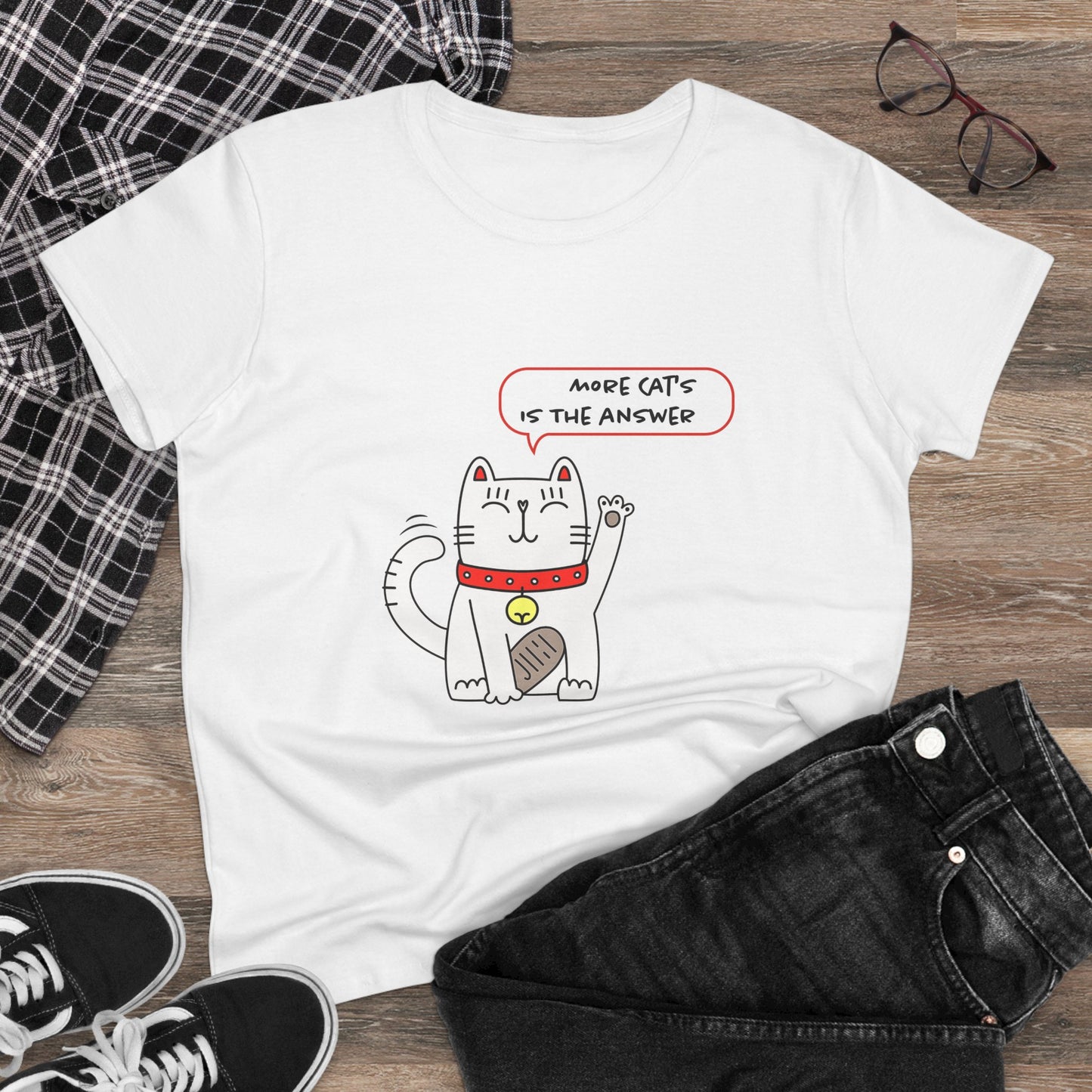 Oliver Says More Cats Is The Answer. Women's Midweight Cotton Tee