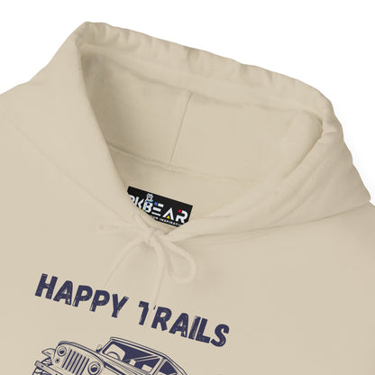 Happy Trails Unisex Hooded Sweatshirt, Cozy Outdoor Hoodie, Perfect Gift for Adventurers, Casual Wear, Great for Road Trips