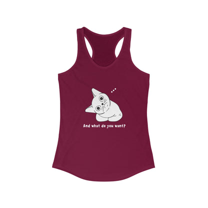 Vexing Cat Wondering What You Want. Women's Ideal Racerback Tank