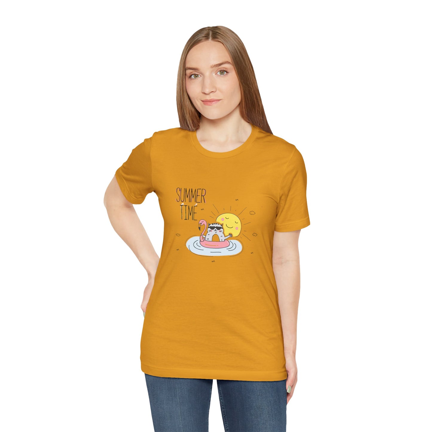 Jingles The Summertime Cat.  Women's Unisex Jersey Short Sleeve Tee