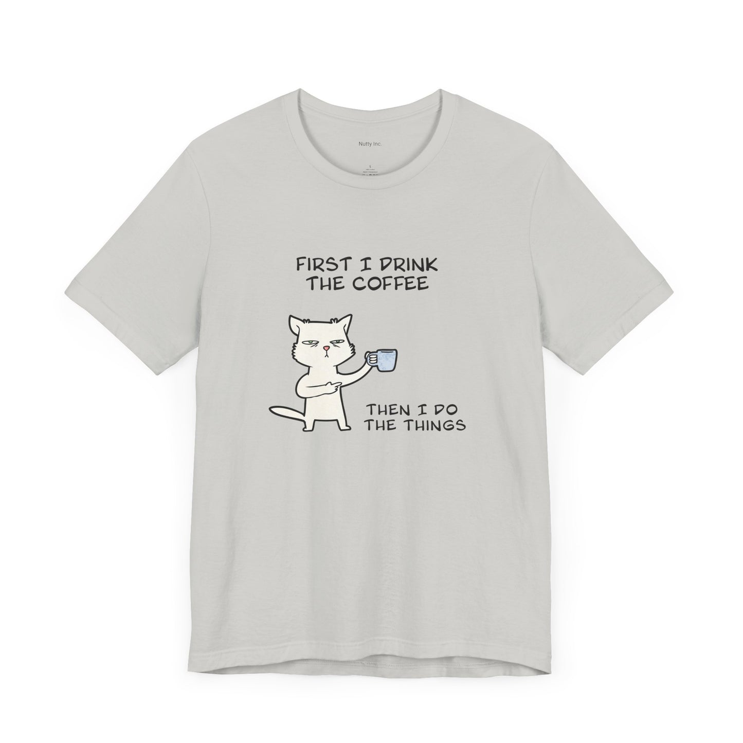 Cat Drinking Coffee To Kick Start The day and Do Things. Unisex Jersey Short Sleeve Tee