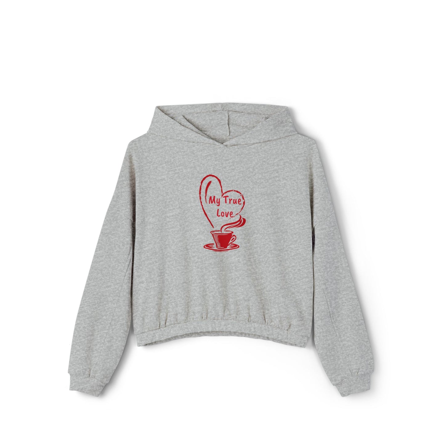 I Heart Coffee. Red.  Women's Cinched Bottom Hoodie