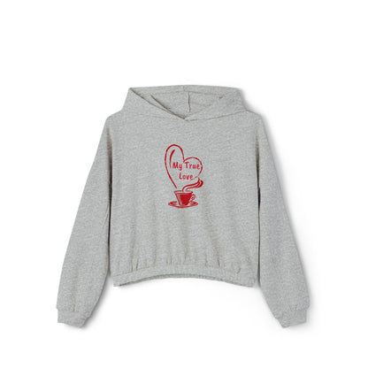 I Heart Coffee. Red.  Women's Cinched Bottom Hoodie