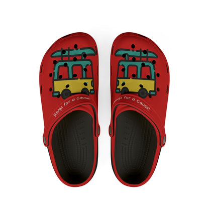 Red Summer Vibing Van Rubber Clogs For Men