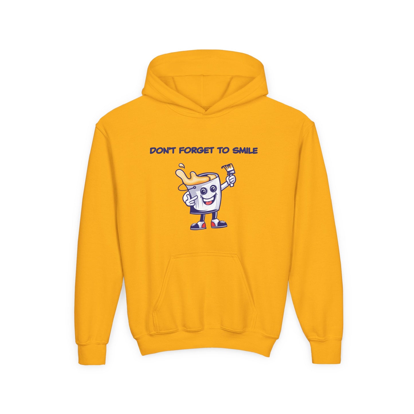 Don't Forget To Smile- Retro Smiling Paint Can Design. Kids Hooded Sweatshirt
