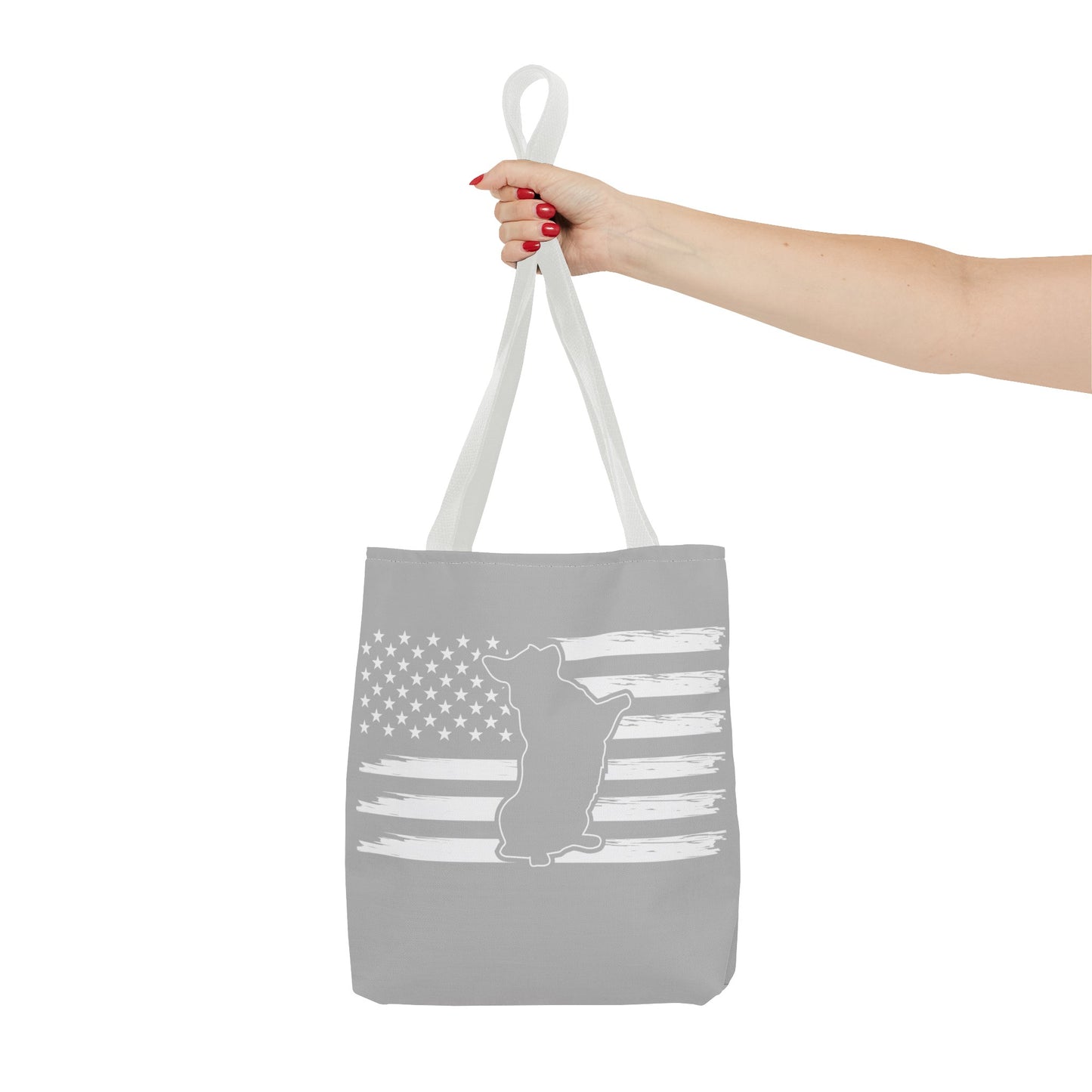 Charlie The American Flag Dog. Gray Tote Bag