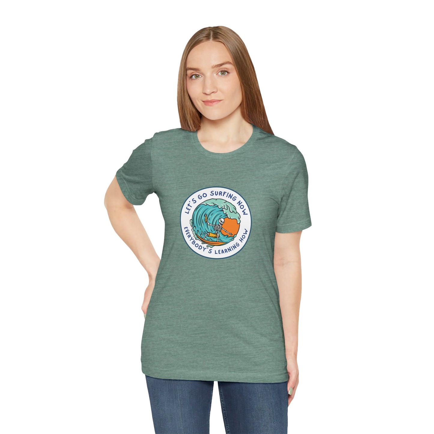 Let's Go Surfing Now. Everybody's Learning How. Unisex Jersey Short Sleeve Tee