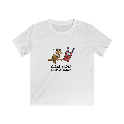 Can You Hear Me Now? Kids Softstyle Tee – Cute Owl Graphic Cotton Shirt