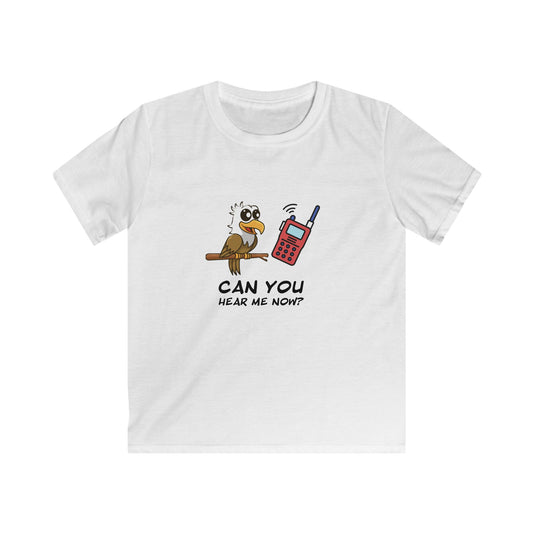 Can You Hear Me Now? Kids Softstyle Tee – Cute Owl Graphic Cotton Shirt