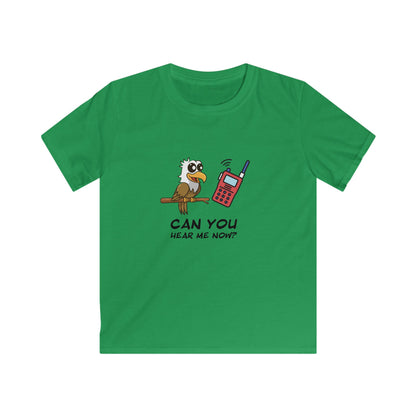 Can You Hear Me Now? Kids Softstyle Tee – Cute Owl Graphic Cotton Shirt