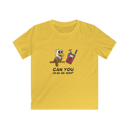 Can You Hear Me Now? Kids Softstyle Tee – Cute Owl Graphic Cotton Shirt
