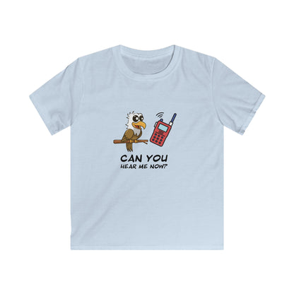 Can You Hear Me Now? Kids Softstyle Tee – Cute Owl Graphic Cotton Shirt