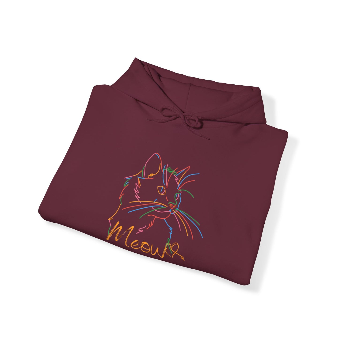 Meow. Cat with purrty color outlines. Unisex Hooded Sweatshirt.