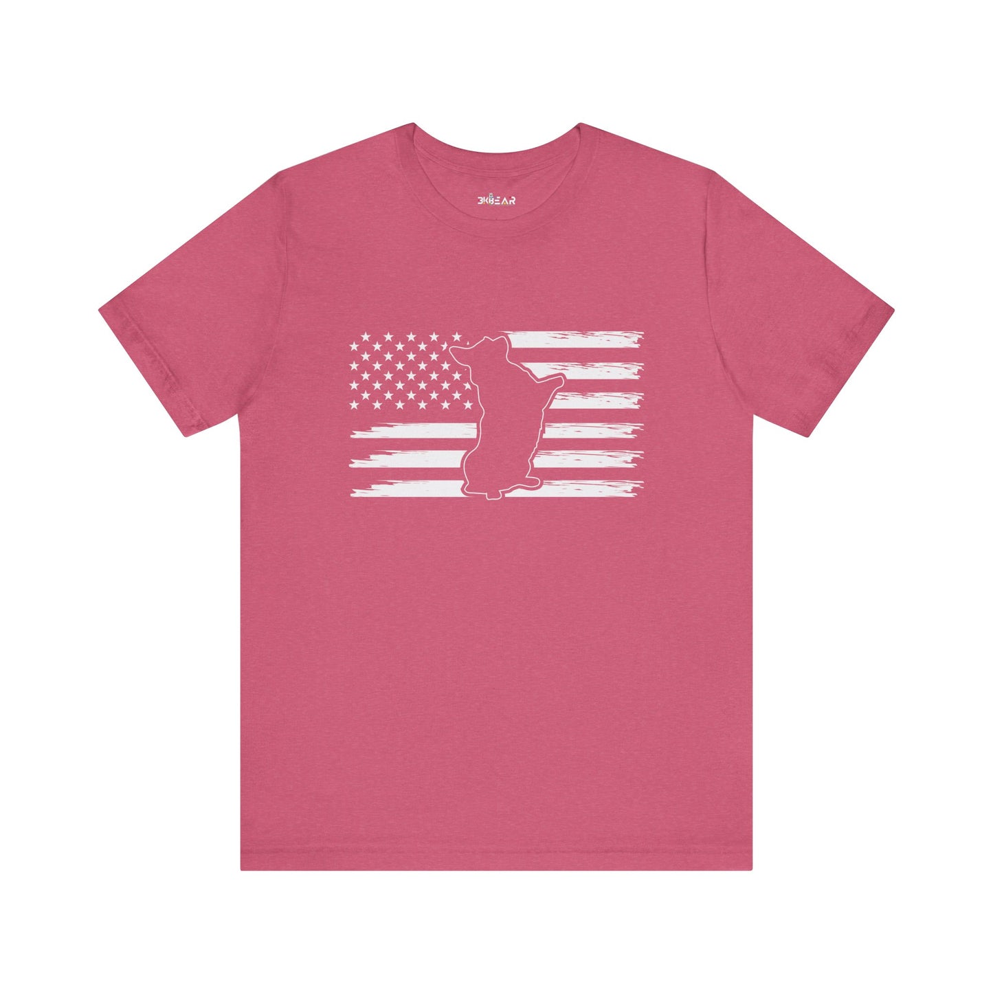Charlie The American Flag Dog.  Unisex Jersey Short Sleeve Tee