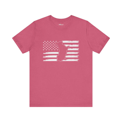 Charlie The American Flag Dog.  Unisex Jersey Short Sleeve Tee