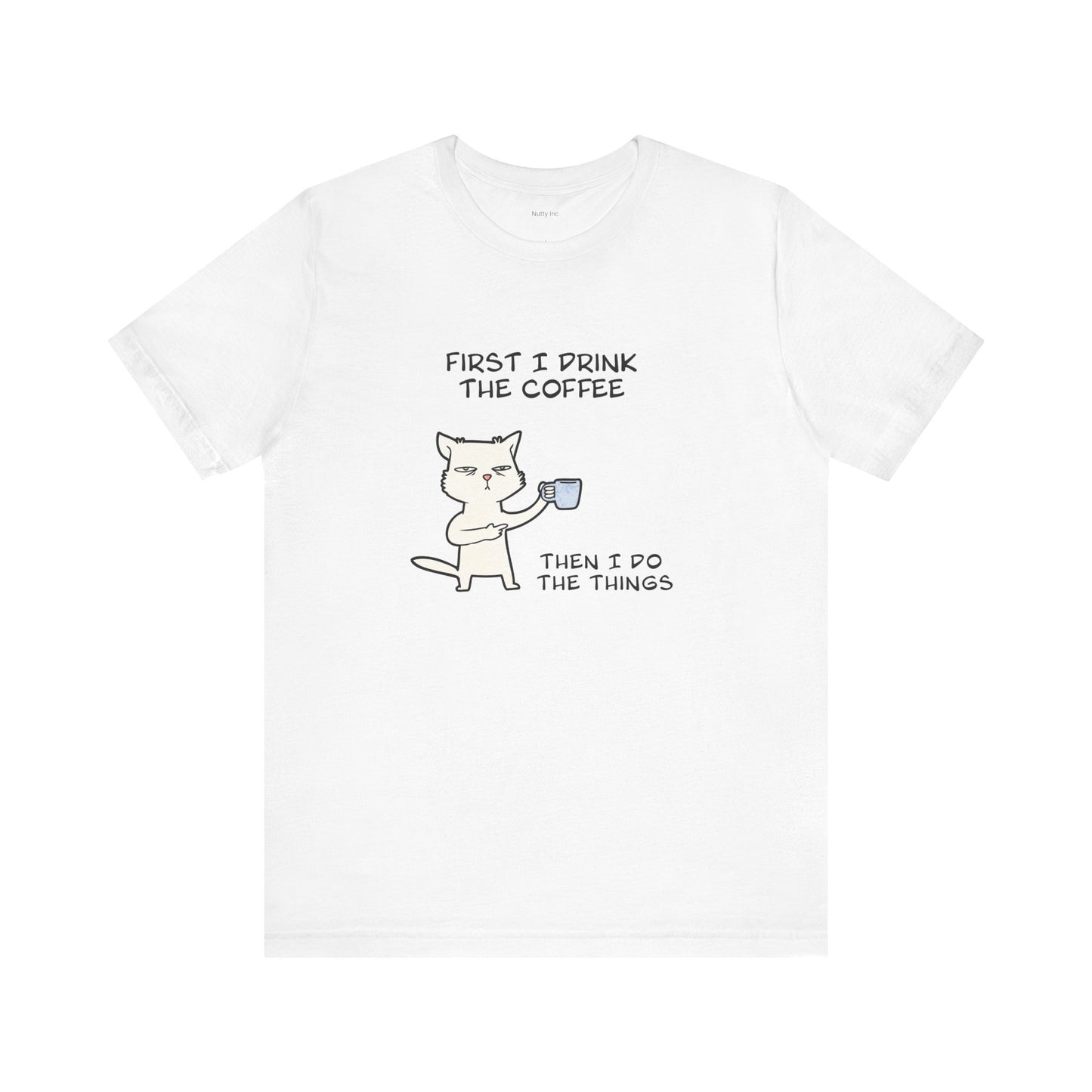 Cat Drinking Coffee To Kick Start The day and Do Things. Unisex Jersey Short Sleeve Tee