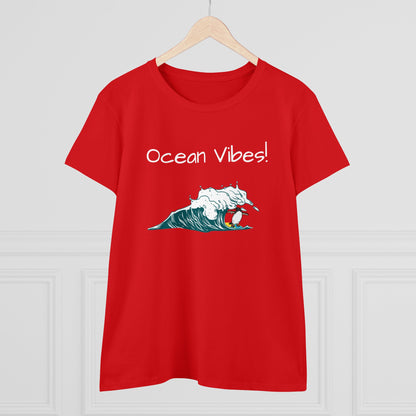 Ocean Vibes! Women's Midweight Cotton Tee